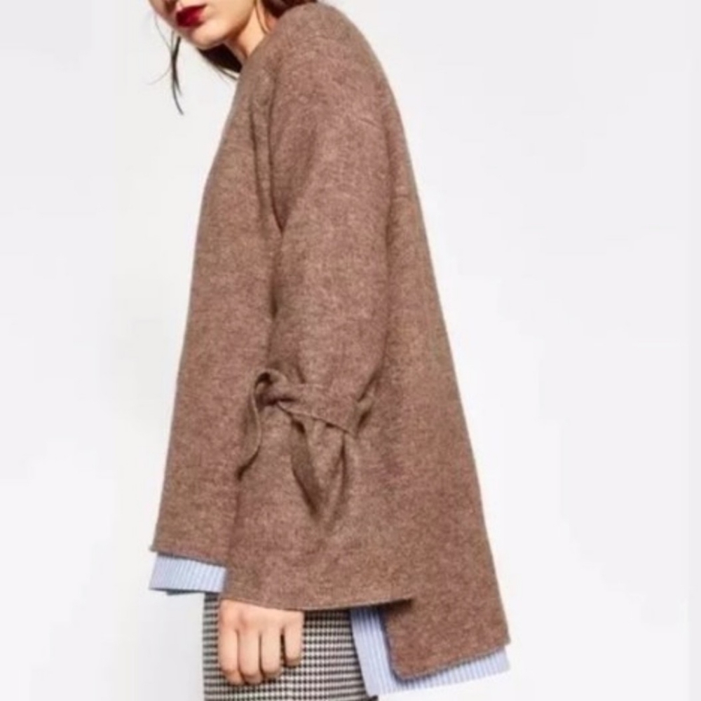 Zara Knit Tie Sleeve Sweater - Picture 8 of 15